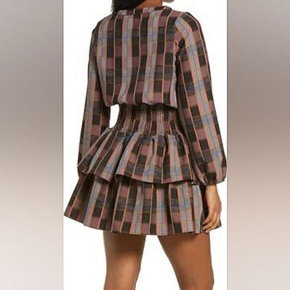 NWT BTFL - Life Metallic Thread Plaid Long Sleeve Dress XS - Picture 2 of 10